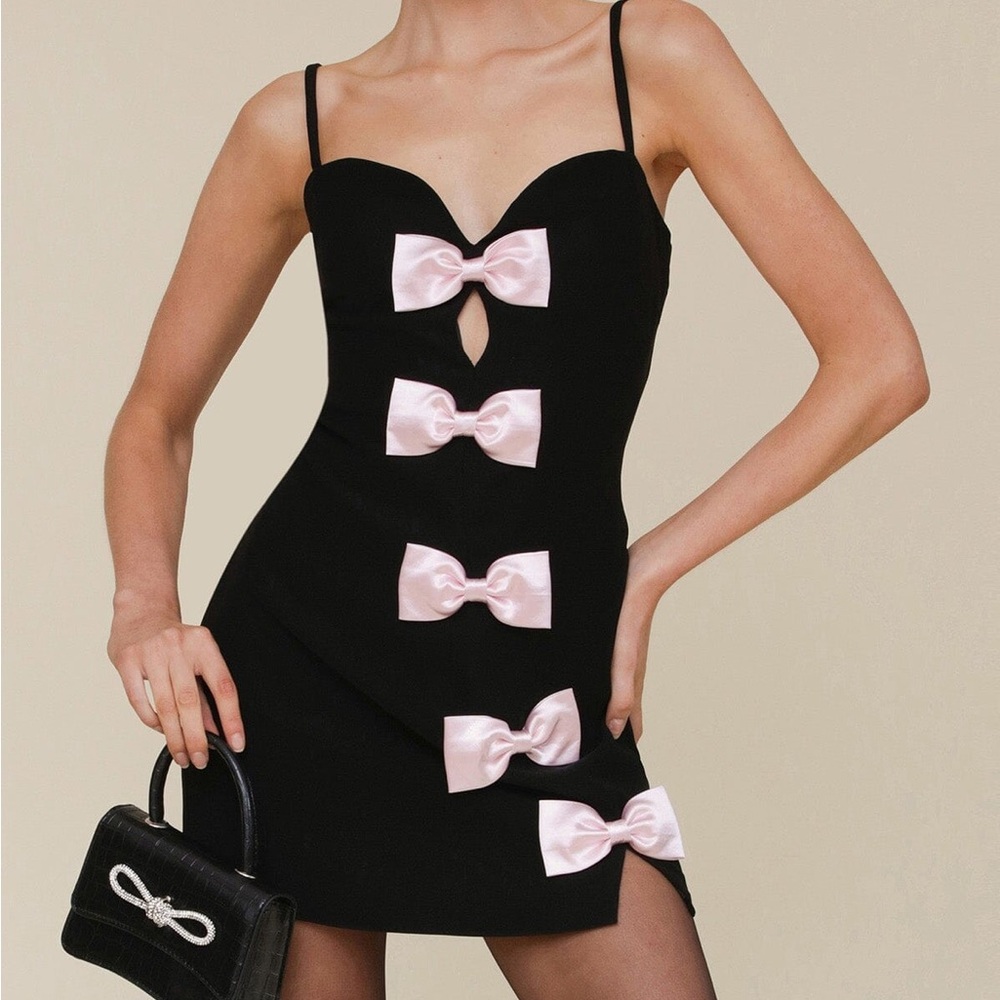 Avec Les Filles Black Dress with Pink Bows